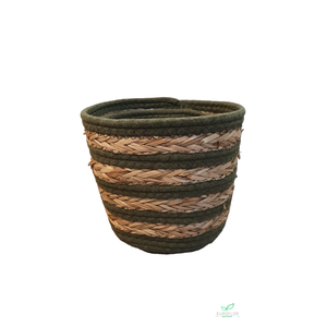 BASKET MIXED GREEN COTTON ROPE SET3 D22H18 D18H16 D16H14