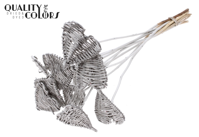 Lata Heart 8cm on stem Hat type Platina