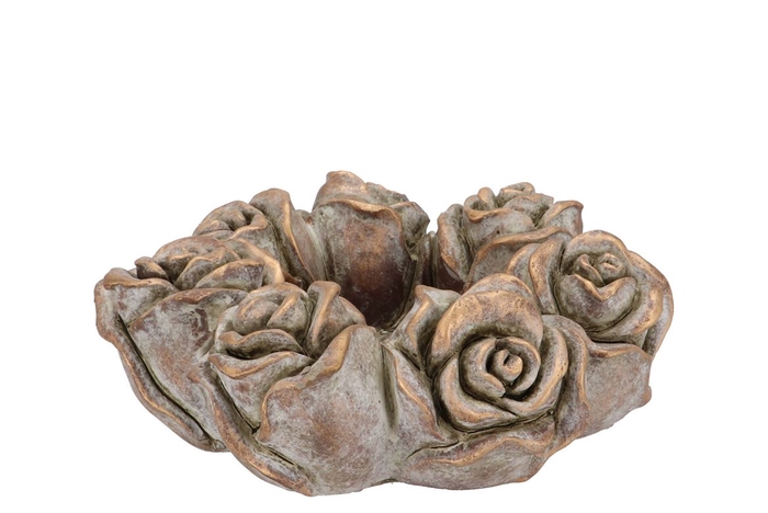 <h4>Concrete Gold Rose Wreath Pot 24x24x9cm</h4>