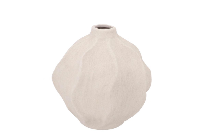 <h4>Lisboa White Vase Wave Globe 19x19x18cm</h4>