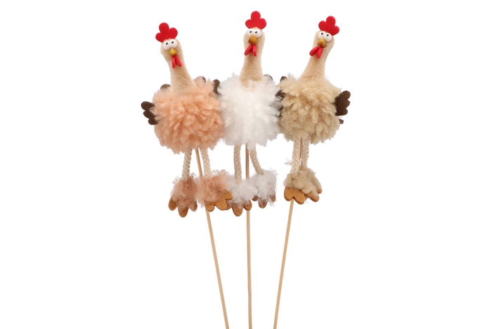 Easter Stick Fluffy Chicken Legs Natural Ass P/1 50x6cm