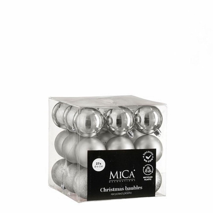 <h4>Christmas bauble Ball plastic  60mm x27 ass.</h4>