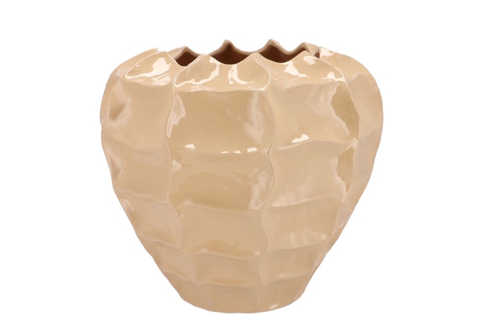 <h4>Lima Beige Vase Carve 30x30x28cm</h4>