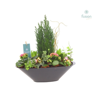 Schaal Zink antraciet Kerst met Arrangement