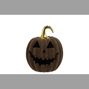 Autumn Flock Scottish Green Pumpkin Face Led 15x15x17cm Nm