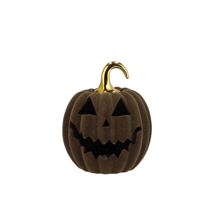 <h4>Autumn Flock Scottish Green Pumpkin Face Led 15x15x17cm Nm</h4>