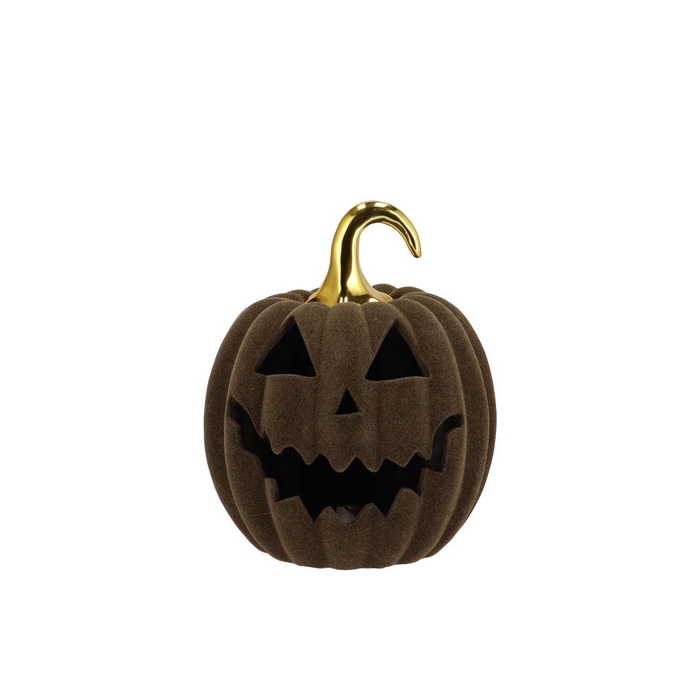 <h4>Autumn Flock Scottish Green Pumpkin Face Led 15x15</h4>