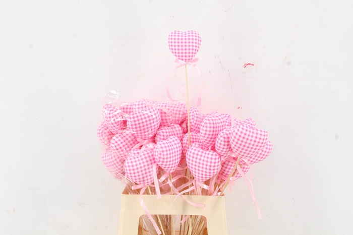 <h4>Stick Heart Chequered Pink+Rbn</h4>