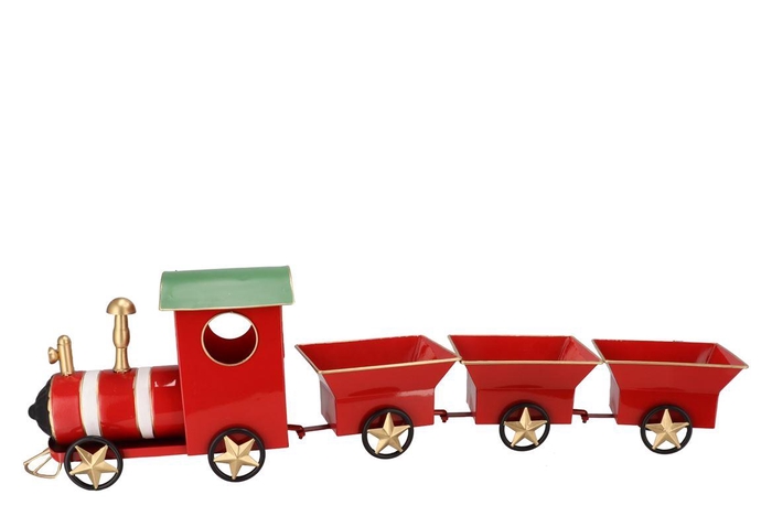 Kaya Red Train Deco Metal 95x16x26cm