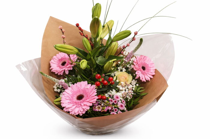 Boeket etage nieuw roze