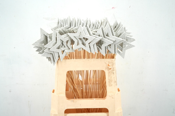 <h4>Pick star open d.9cm+50cm stick white glitter</h4>