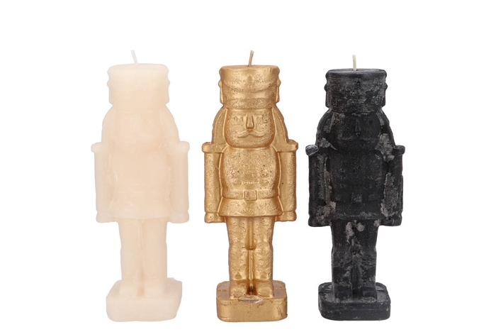 <h4>Candle Frosty Nutcracker Black Mix 6x6x16cm</h4>