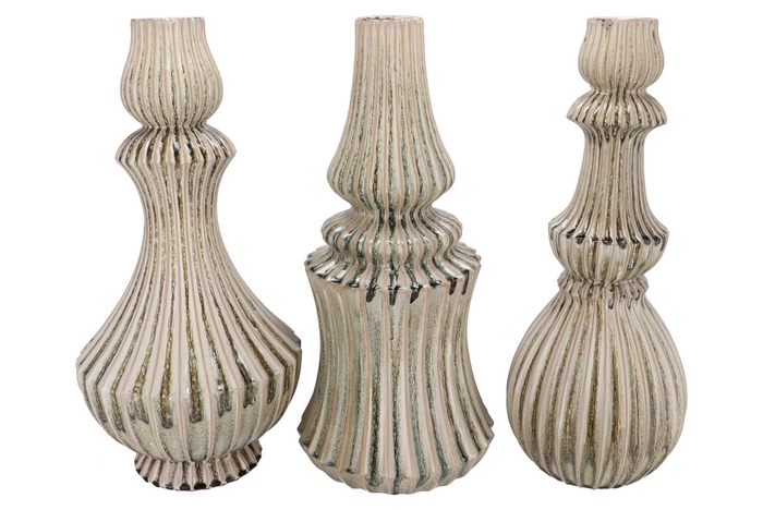 Mika Nordic Green Vase Curves Ass 28x57cm