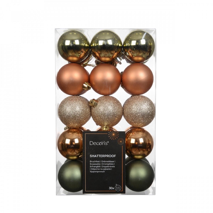 <h4>Kerstbal Bal kunststof 60mm x30 ass.</h4>