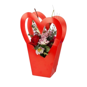 Bag Single Heart 11x10xH20.5/40cm red 10/bag