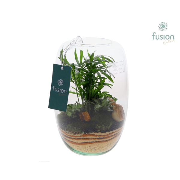 <h4>Green Bottle Isabella Small met zand arrangement</h4>