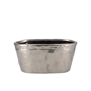 Iron Stone Silver Glazed Oval Pot 28x15x13cm
