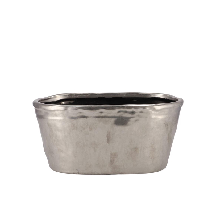 <h4>Iron Stone Silver Glazed Oval Pot 28x15x13cm</h4>