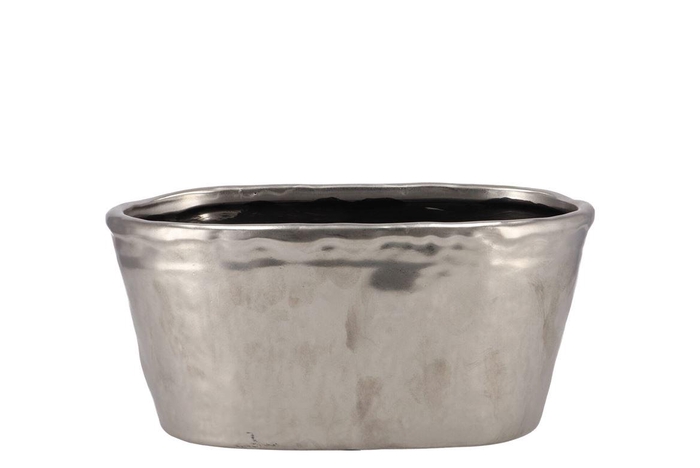 Iron Stone Silver Glazed Oval Pot 28x15x13cm