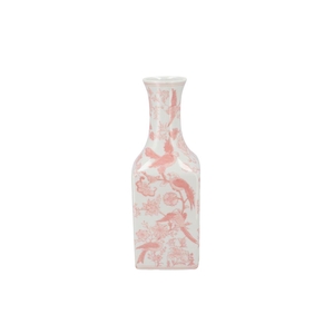 Hailey Pink Porcelain Vase Birds 15x41cm