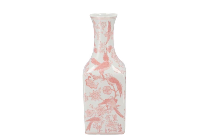 Hailey Pink Porcelain Vase Birds 15x41cm