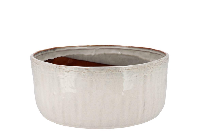 Iron Stone White Bowl Round 30x30x13cm