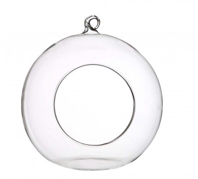 Glass deco ball+hole d14 15cm