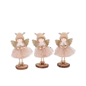 Loulou Pink X-mas Standing Girl Wings Ass 6x6x17cm