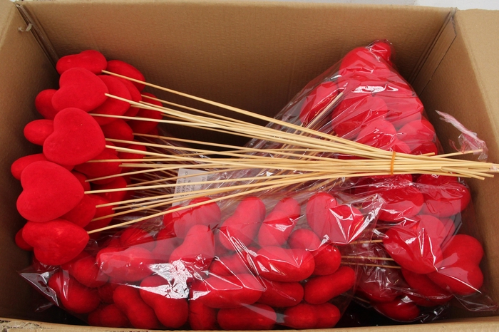 <h4>Stick Heart Flock Red  7,5cm</h4>