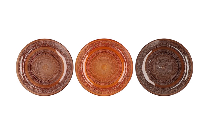 <h4>Dayah earthy terra glass plate 23x2cm ass p/1</h4>