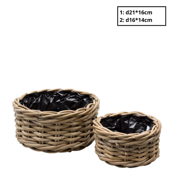 <h4>Basket sets Rattan Terima tray S/2 d21*16cm</h4>