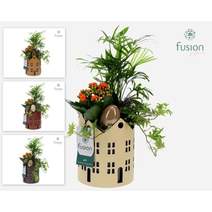 Zinken Huisjes planter met Pasen Arrangement