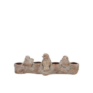 Concrete Golden Birds T-light 37x10x12cm