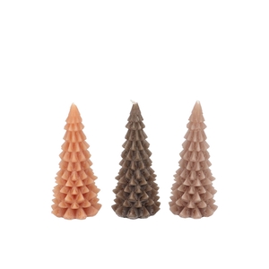 Frosty Woods Brown Mix X-mas Tree Candle 6x12cm Ass