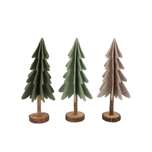 Felt Green Beige X-mas Tree Stand Ass 16x36cm