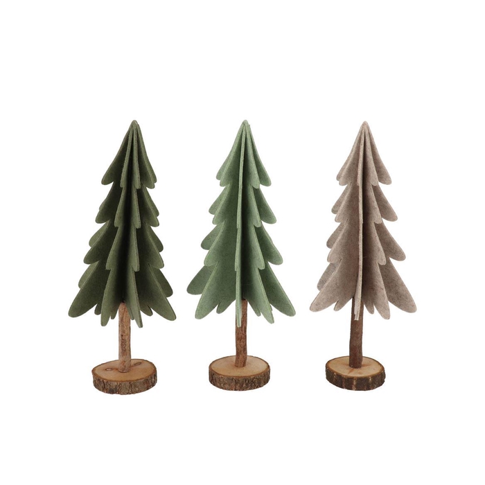 <h4>Felt Green Beige X-mas Tree Stand Ass 16x36cm</h4>