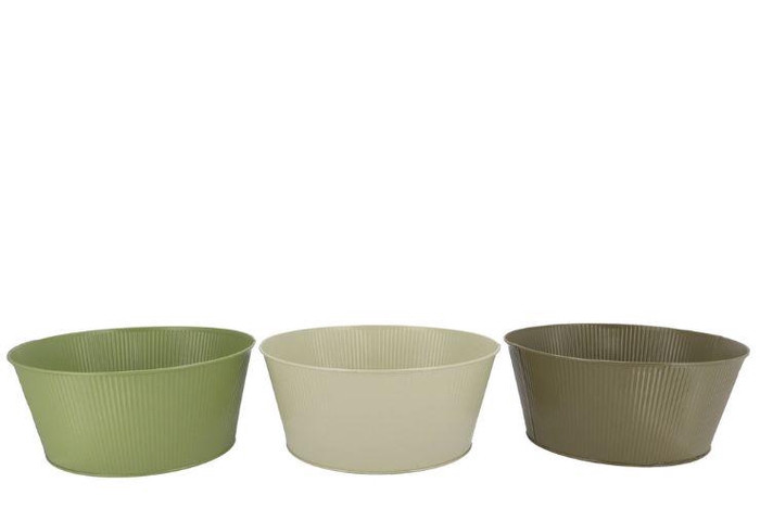 Zinc Summer Green Mix Bowl Striped Ass 34x14x30cm
