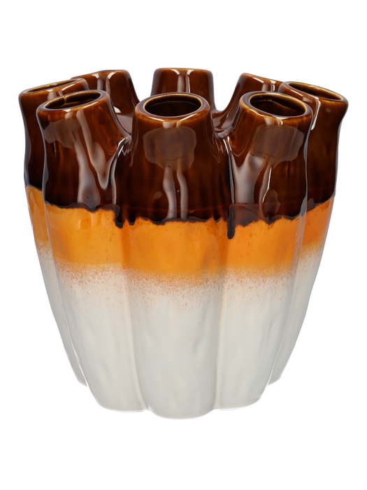 <h4>DF03-740551100 - Vase Floriva d29xh28 brown/cream</h4>