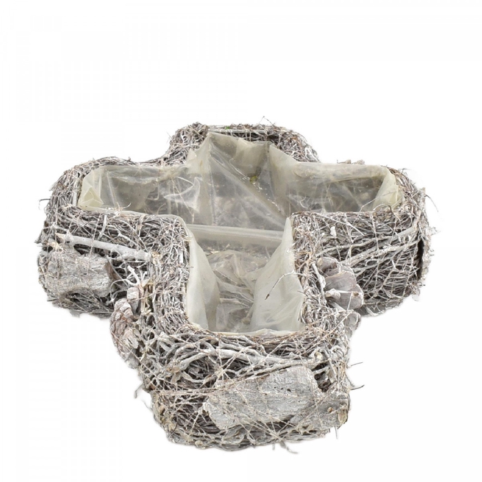 Mandwerk Twijg planter kruis 30*20*6cm