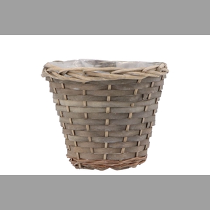 Wicker Basket Pot Round Grey 19x16cm