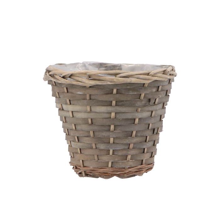 <h4>Wicker Basket Pot Round Grey 19x16cm</h4>