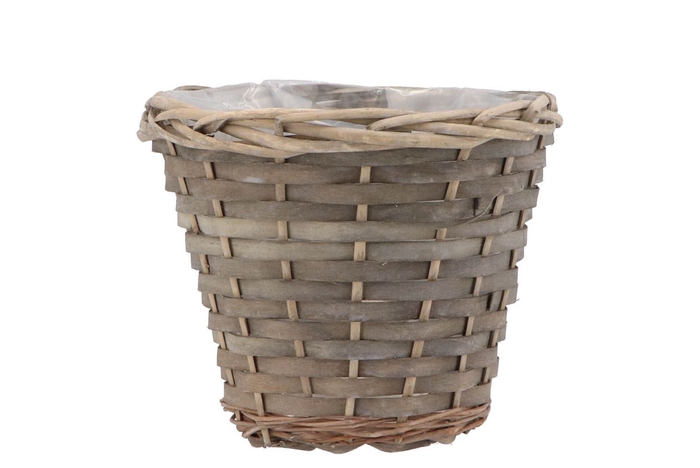 Wicker Pot Basket Round Grey 19x16cm