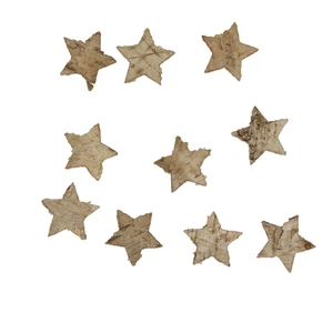 Christmas natural Deco Birch star 4.5cm x100