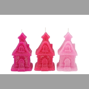 Candle Frosty Gingerbread House Jolly Pink Mix 8x9x15cm Nm