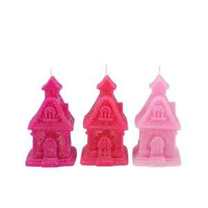 Candle Frosty Gingerbread House Jolly Pink Mix 8x9x15cm