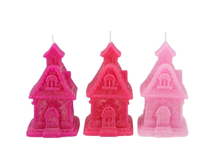 Candle Frosty Gingerbread House Jolly Pink Mix 8x9