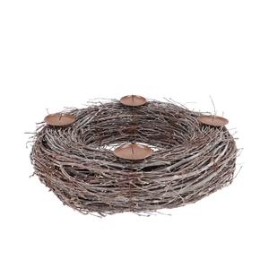 Wreath Birch Tree Whitewash With Candlestick 50x12cm