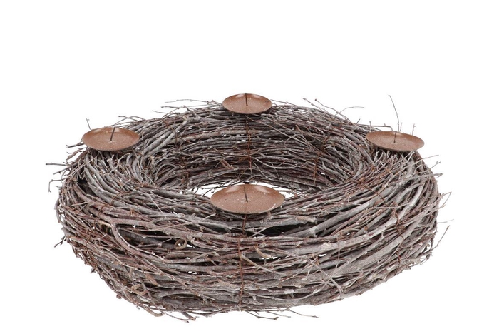 <h4>Wreath Birch Tree Whitewash With Candlestick 50x12cm</h4>