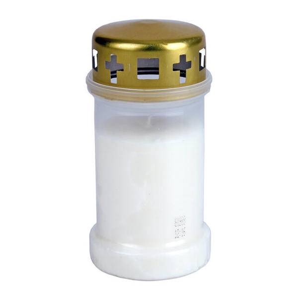 <h4>Kaars graflicht no3  met goud deksel wit 65x130mm</h4>