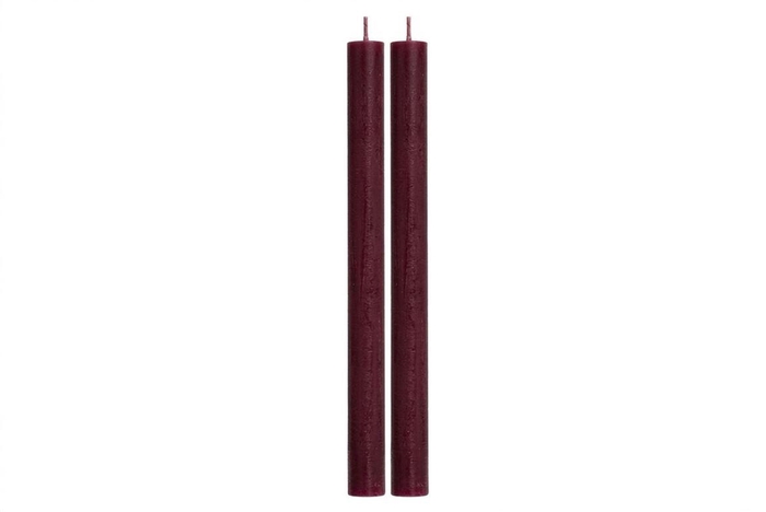 <h4>Candle Rustic Dinner Burgundy S/2 3x25cm</h4>